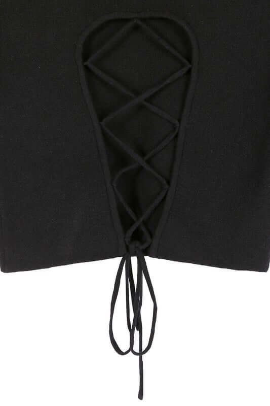 Mock neck lace-up open back top